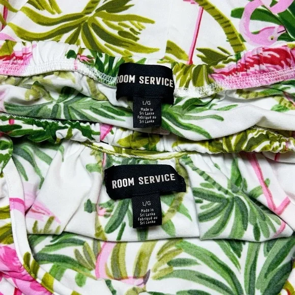 Room Service Pajamas Flamingo Palm Tree Print Size Large - Picture 2 of 4